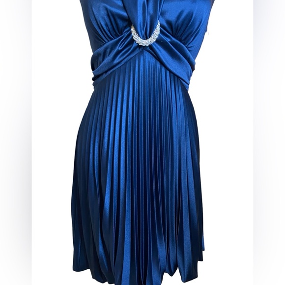 Cache Vintage  Blue Halter Dress Tea Length‎ Size 8 - Picture 6 of 16